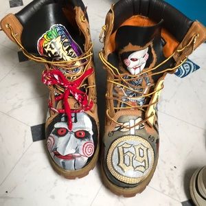 Size 9.5 Timberlands Tekashi 69 Theme